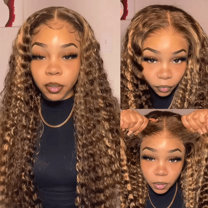 ALIGLOSSY 180 Density Pre Everything Glueless Highlight Straight Body Wave Deep Wave Curly Wigs Ready To Wear For Beginner Friendly