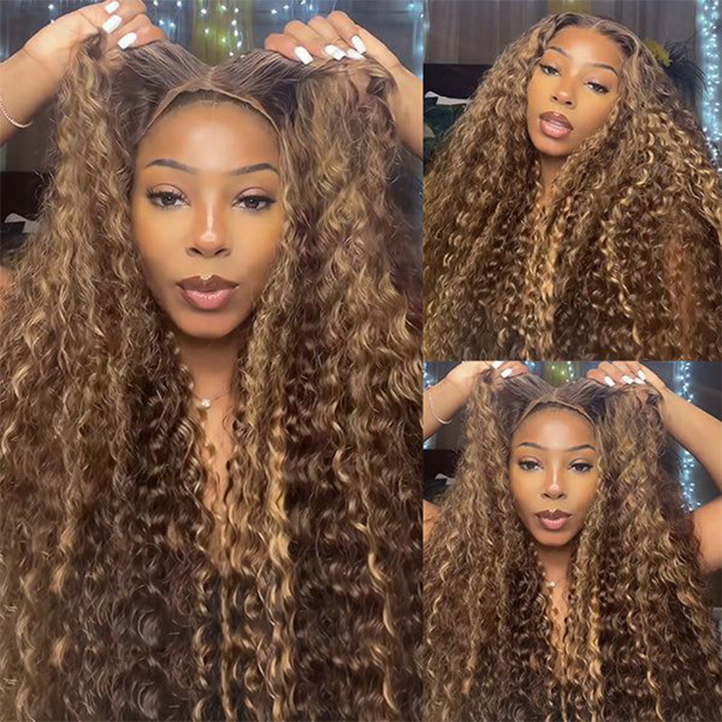 ALIGLOSSY 180 Density Pre Everything Glueless Highlight Straight Body Wave Deep Wave Curly Wigs Ready To Wear For Beginner Friendly