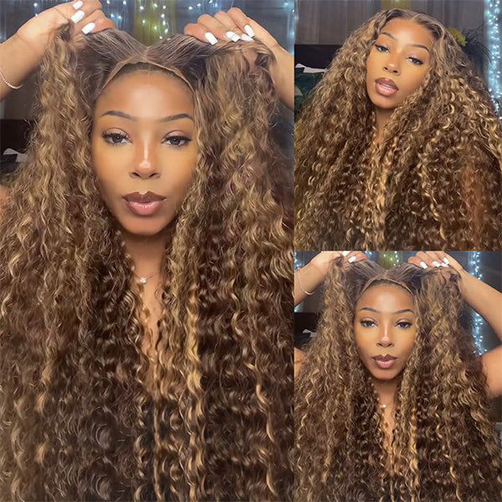 ALIGLOSSY 180 Density Pre Everything Glueless Highlight Straight Body Wave Deep Wave Curly Wigs Ready To Wear For Beginner Friendly