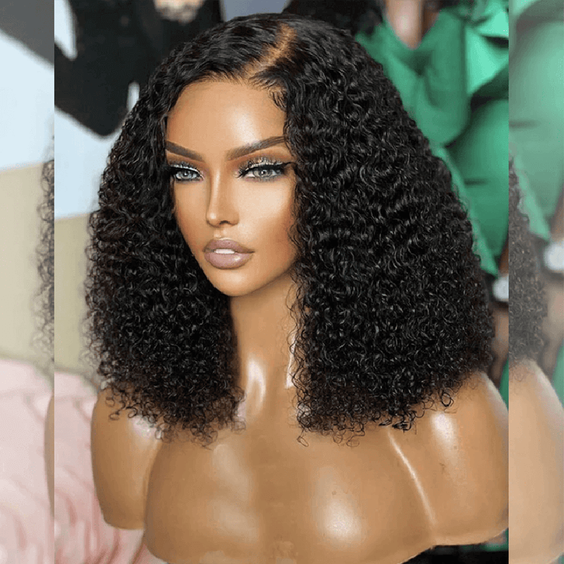 Aliglossy 13x4 Glueless Jerry Curly Short Bob Virgin Human Hair Wigs