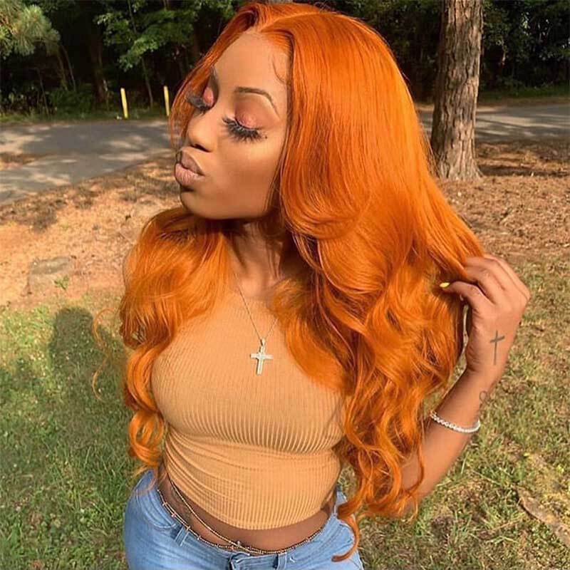ALIGLOSSY Ginger 13x4 Glueless Body Wave Lace Front Human Hair Wigs