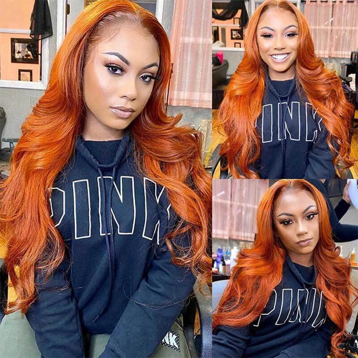 ALIGLOSSY Ginger 13x4 Glueless Body Wave Lace Front Human Hair Wigs