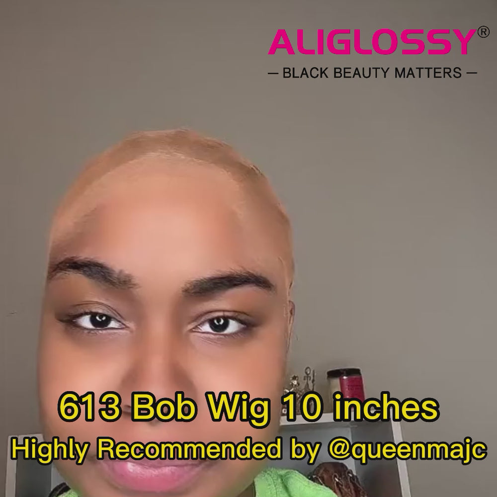 ALIGLOSSY 150% Density 13X4 HD Lace Front Short 613 Bob Wig 150 Density