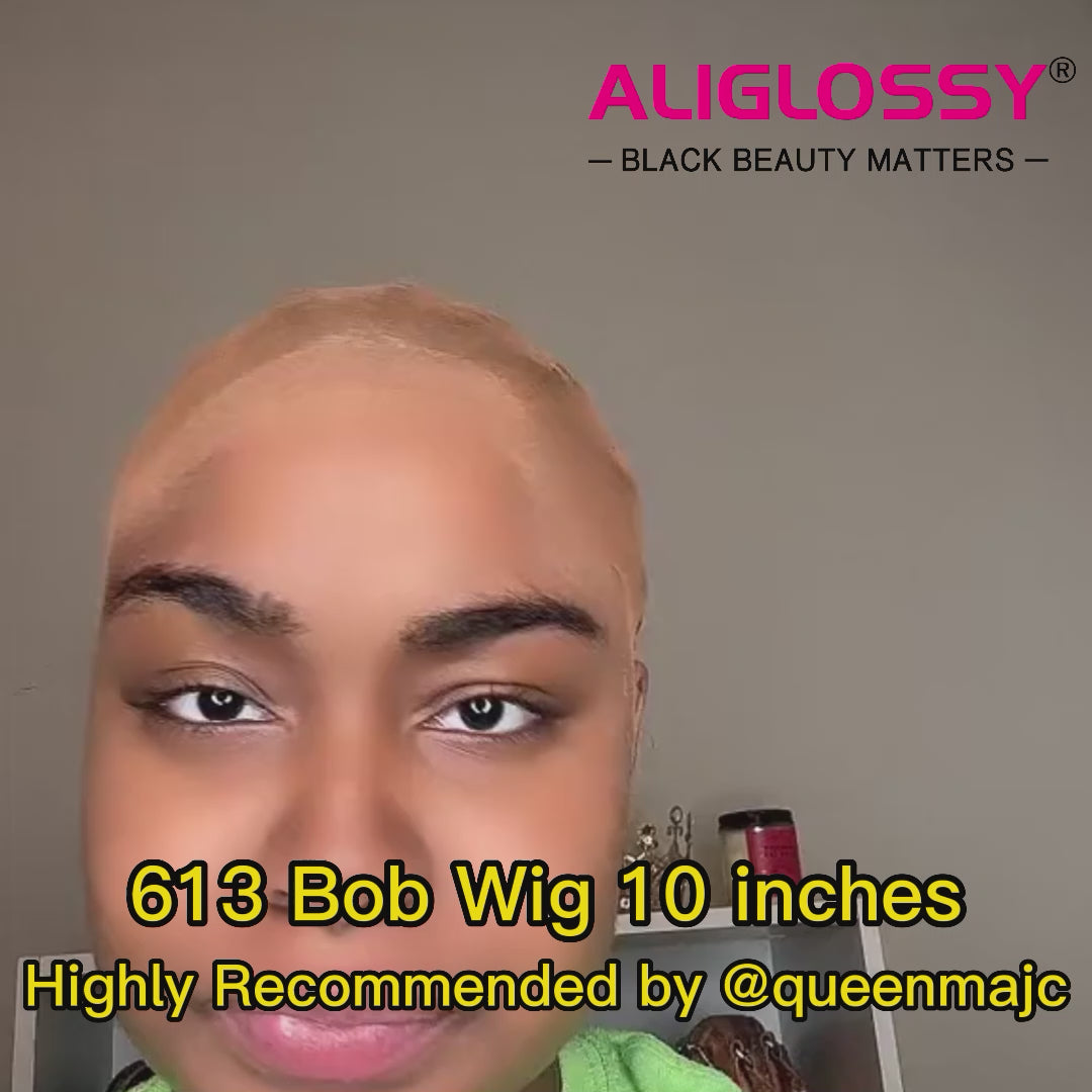 ALIGLOSSY 150% Density 13X4 HD Lace Front Short 613 Bob Wig 150 Density