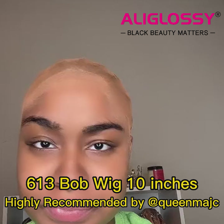 ALIGLOSSY 150% Density 13X4 HD Lace Front Short 613 Bob Wig 150 Density