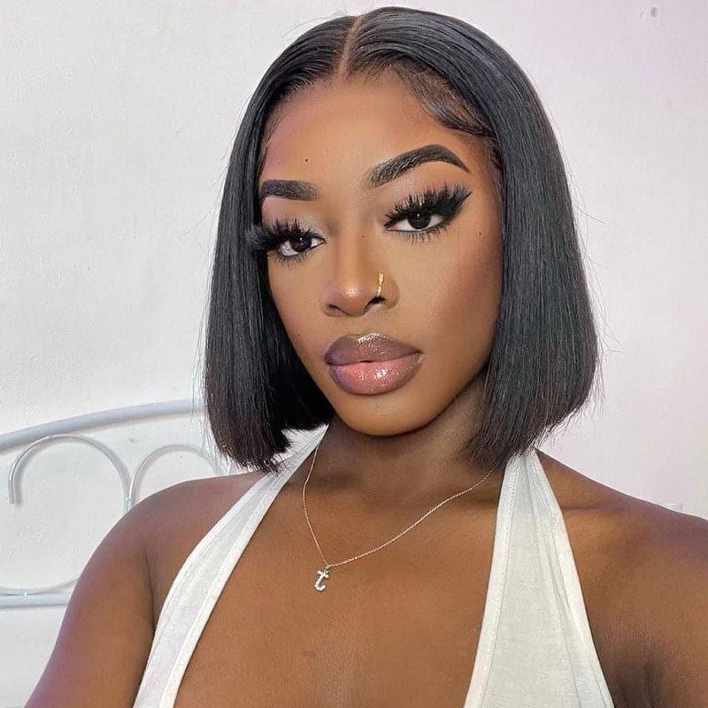 Aliglossy Grey Pink 613 Blonde 13x4 HD Lace Front Short Bob Human Hair Wigs