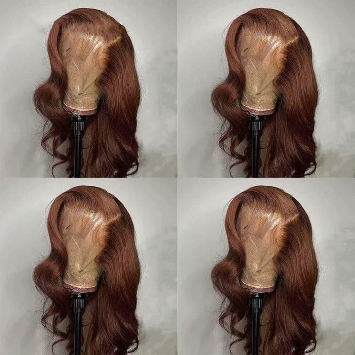 ALIGLOSSY Chocolate Brown 13x4 HD Lace Front Body Wave Wig 180% Density
