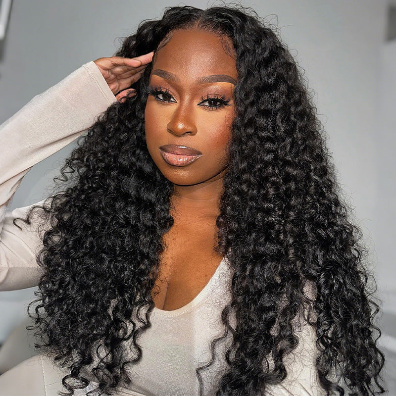 100% Human Hair GLUELESS WATER WAVE LACE FRONT WIG