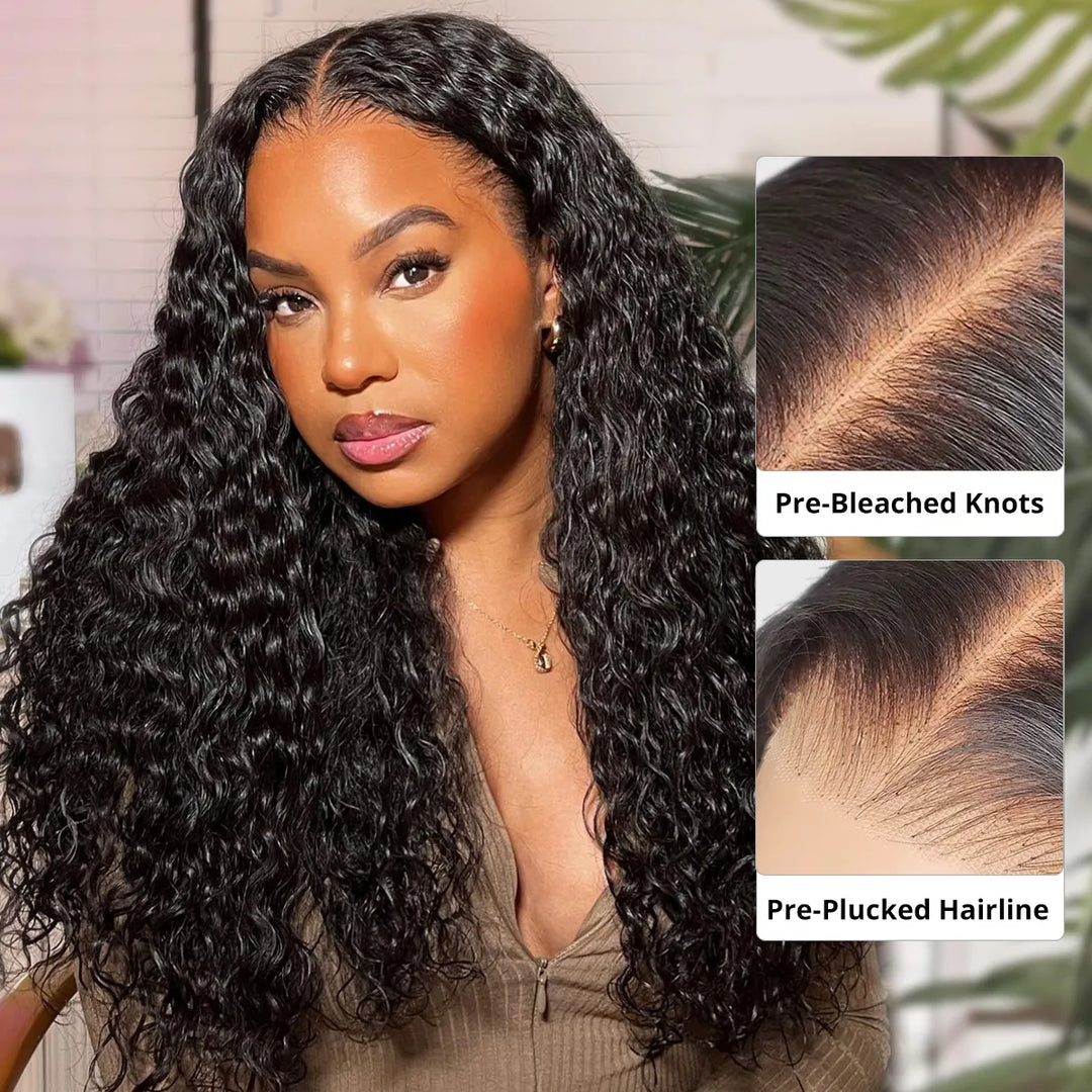 100% Virgin Human Hair Water Wave Wig HD Transparent Lace