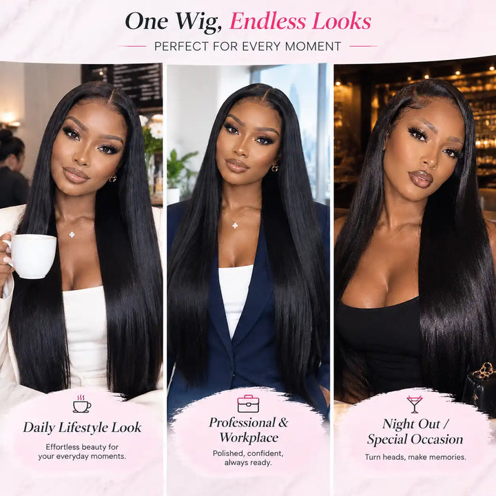 13 by 4 13 by 6 HD Lace Frontal Straight Human Hair Wigs with Invisible Melted Hairline for a Natural Scalp Look For Beginners - Perfect for every moment!