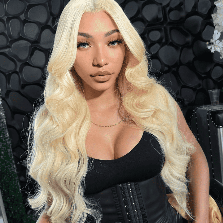 13x4 13x6 HD lace front wig, 613 Blonde, 180% density Body Wave