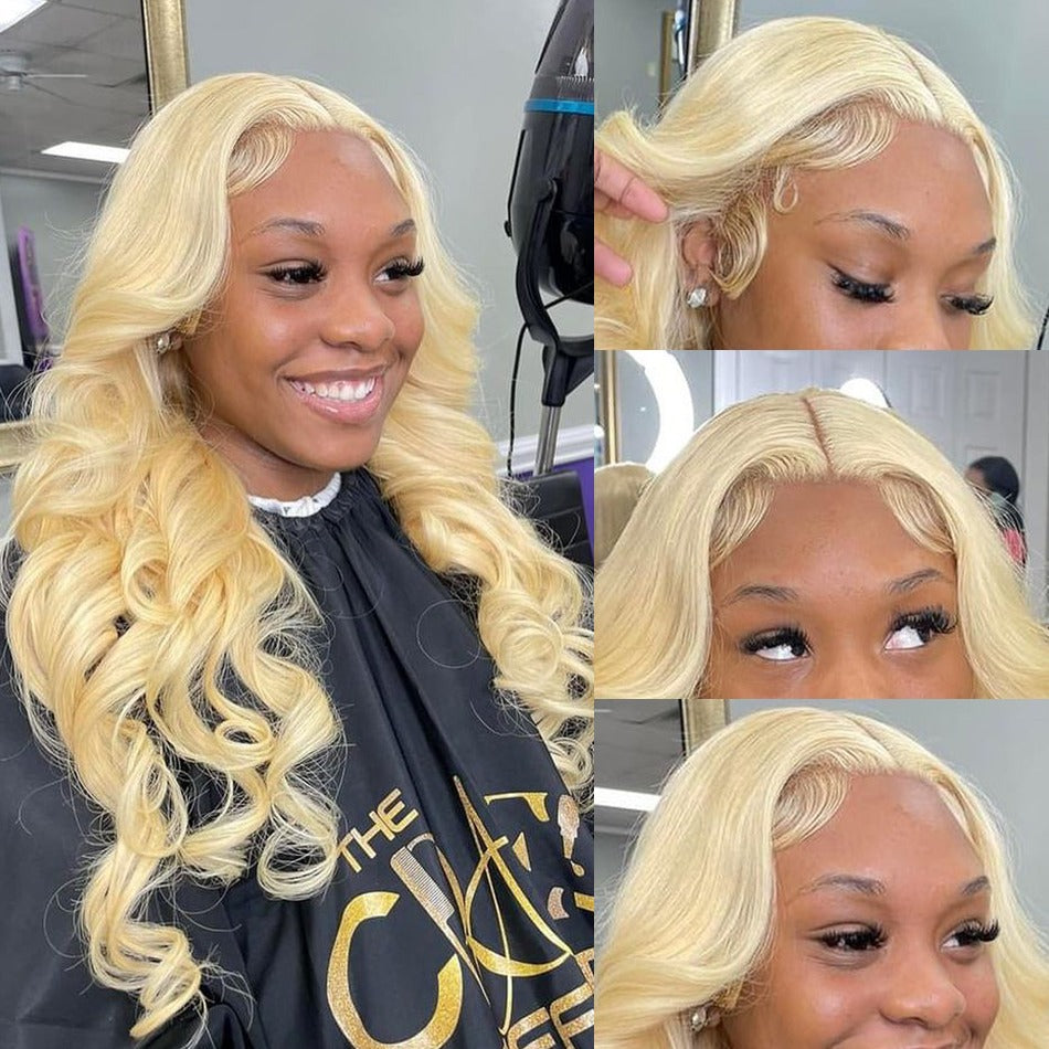 13x4 13x6 HD transparent lace front Body Wave wig, 613 Blonde
