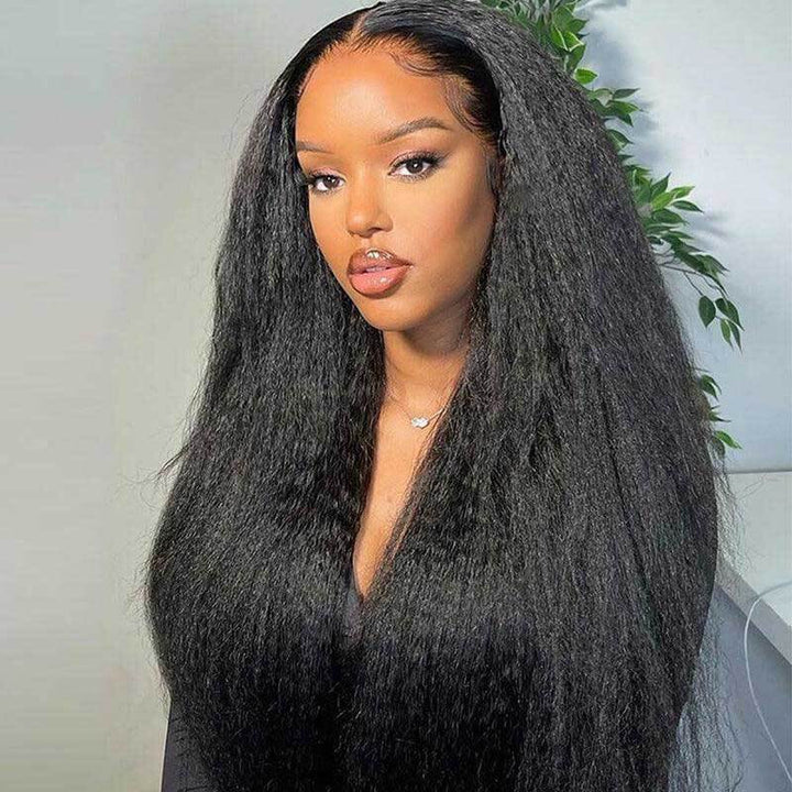13x4 4x4 HD lace front Kinky Straight wig, natural human hair for black women