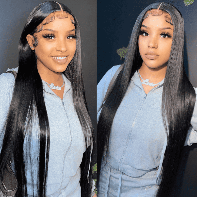 13x4 4x4 HD lace front straight wig, natural human hair for black women