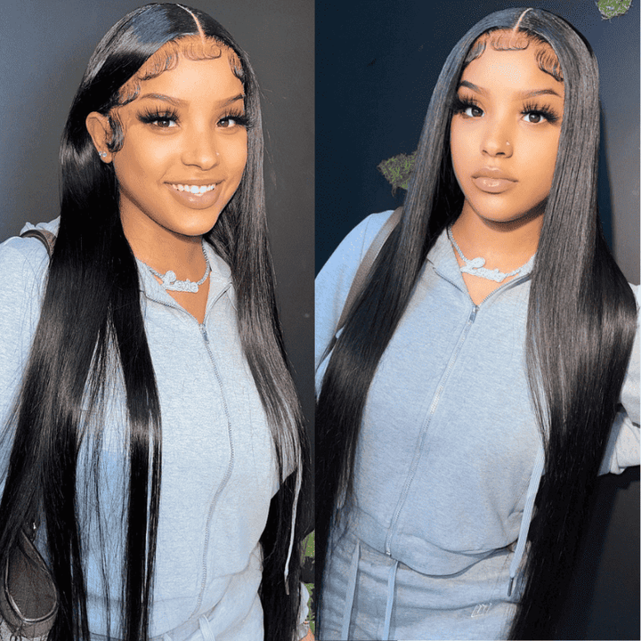 13x4 4x4 HD lace front straight wig, natural human hair for black women