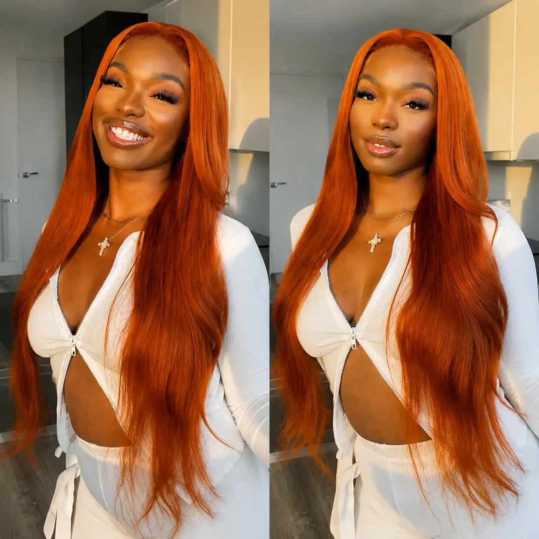 13x4 Ginger Straight Lace Front Wig Human Hair
