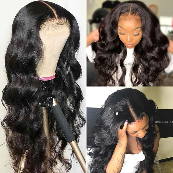 13x4 HD lace front Body Wave human hair wig, 180% density