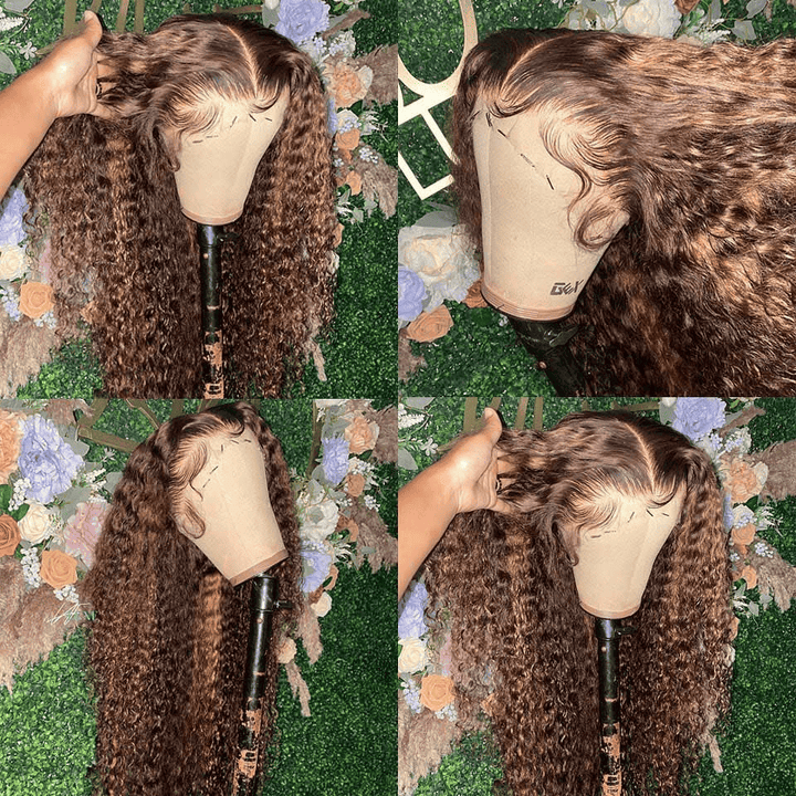 13x4 HD lace front Deep Wave wig, 4/27 Highlight, 200% 250% density