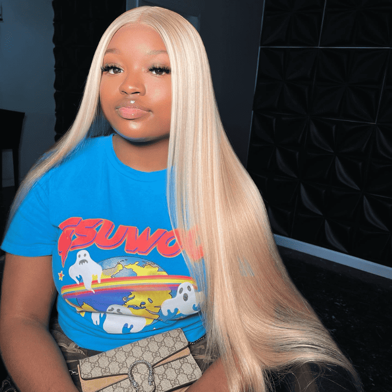 13x4 HD lace front straight wig, 613 Blonde Platinum Highlights, 250% density
