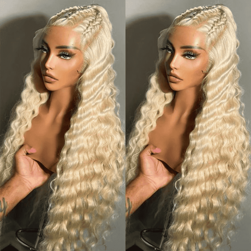 13x4 HD lace front wig, 613 Blonde color, 180% density human hair