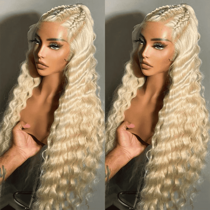 13x4 HD lace front wig, 613 Blonde color, 180% density human hair