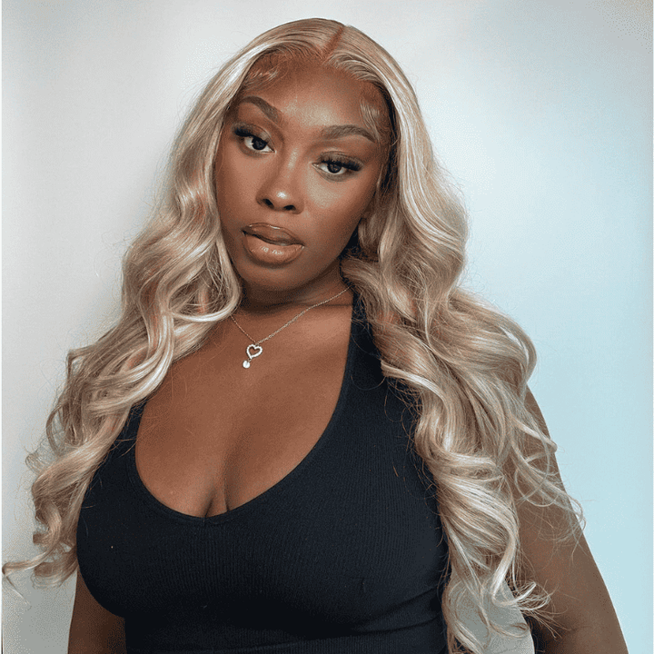 13x4 HD lace front wig, Ash Blonde Balayage, 200% density