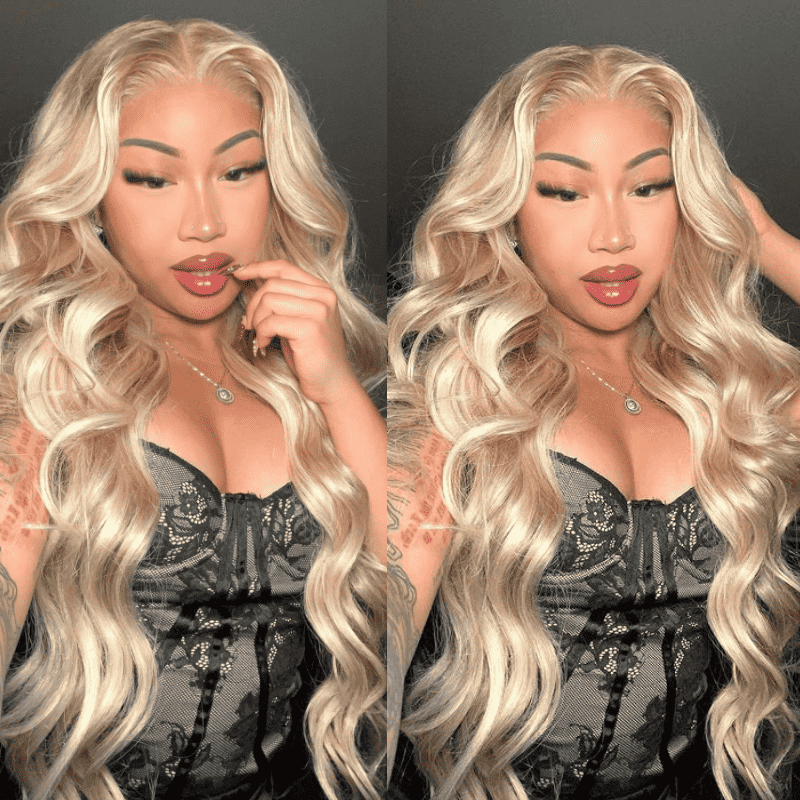13x4 HD lace front wig, Balayage Ash Blonde, 200% 250% density human hair