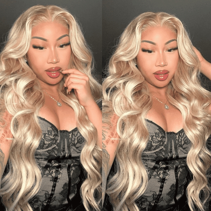 13x4 HD lace front wig, Balayage Ash Blonde, 200% 250% density human hair