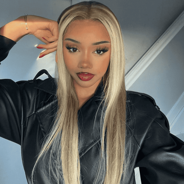 13x4 HD lace front wig, Blonde Brown Highlights, 250% density straight hair