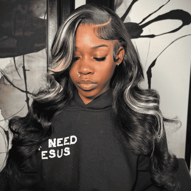 13x4 HD lace front wig, Blonde On Red Natural Black Highlights, 250% density