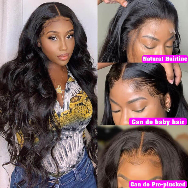 13x4 HD lace front wig, Body Wave style, 180% density human hair
