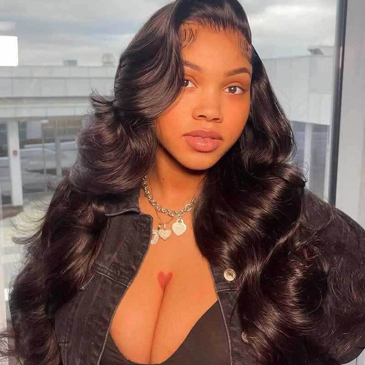 13x4 HD lace front wig, Body Wave style, glueless design