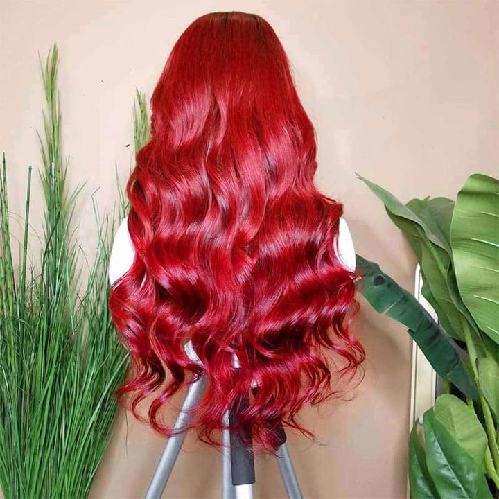 13x4 HD lace front wig, Ombre 1B/Burgundy, 200% density
