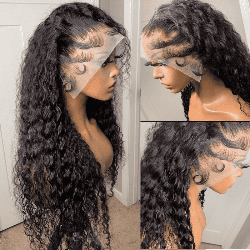 13x4 HD lace front wig, Water Wave texture, pre-plucked glueless human hair