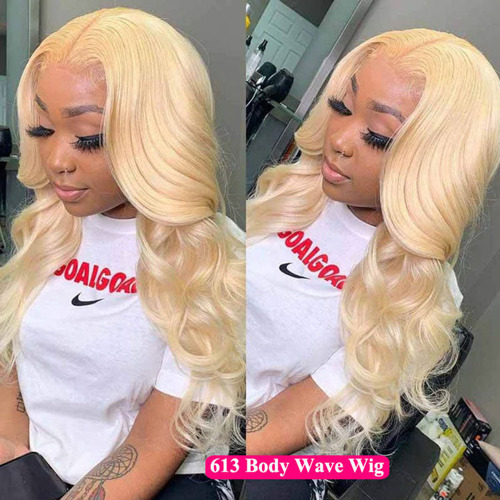 13x4 HD transparent lace front 613 Blonde wig, 180% density