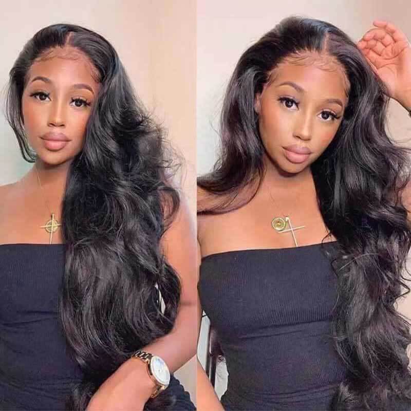 13x4 HD transparent lace front Body Wave wig, glueless