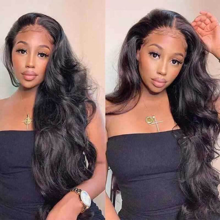 13x4 HD transparent lace front Body Wave wig, glueless