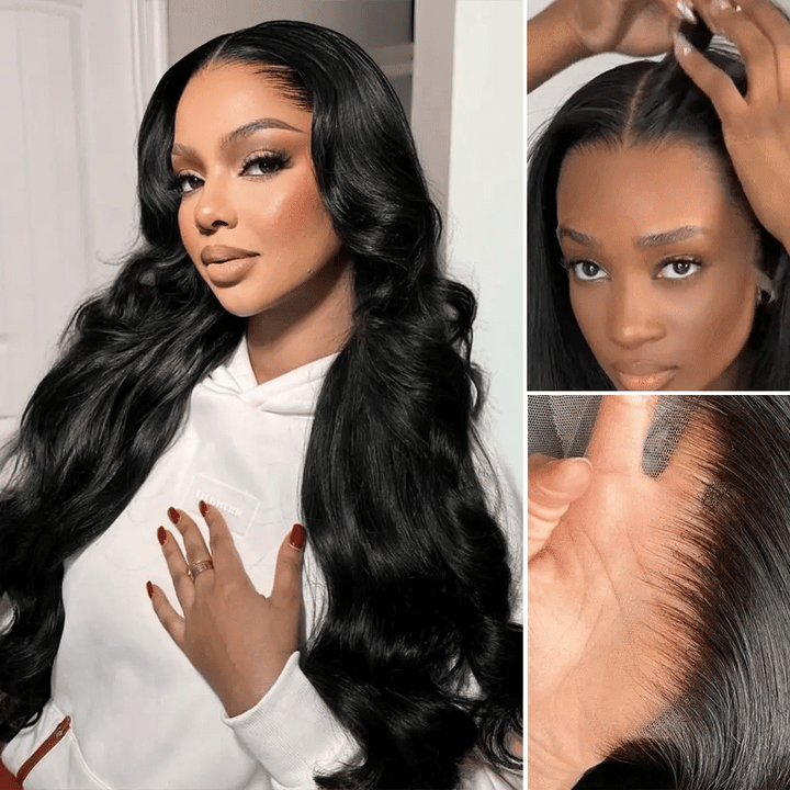 13x4 HD transparent lace wig, Body Wave style, pre-plucked with baby hair