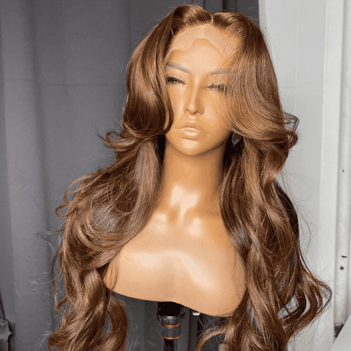 13x4 Lace Front Light Chestnut Brown Wig with realistic scalp appearance