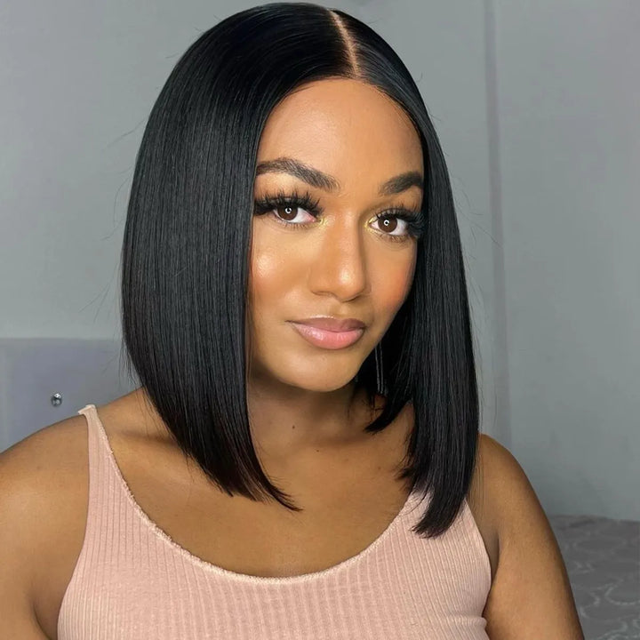 13x4 Middle Part Short Bob Straight Wigs