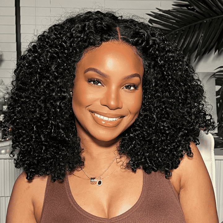 13x4 lace front short bob kinky curly wig made with human hair