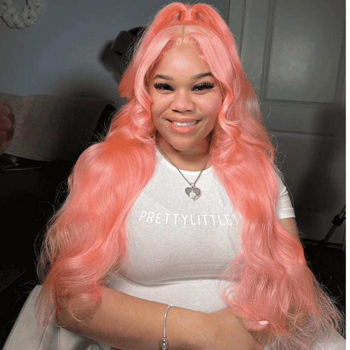 13x4 lace front wig, Light Baby Pink, 200% 250% density human hair