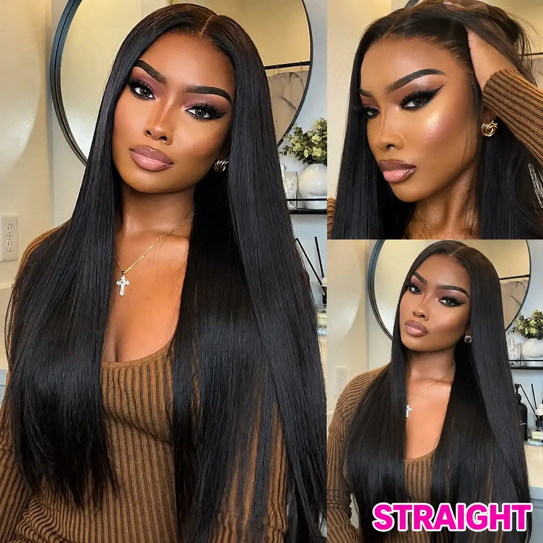 13x6 Frontal Lace Straight Human Hair Wig with Natural Hairline