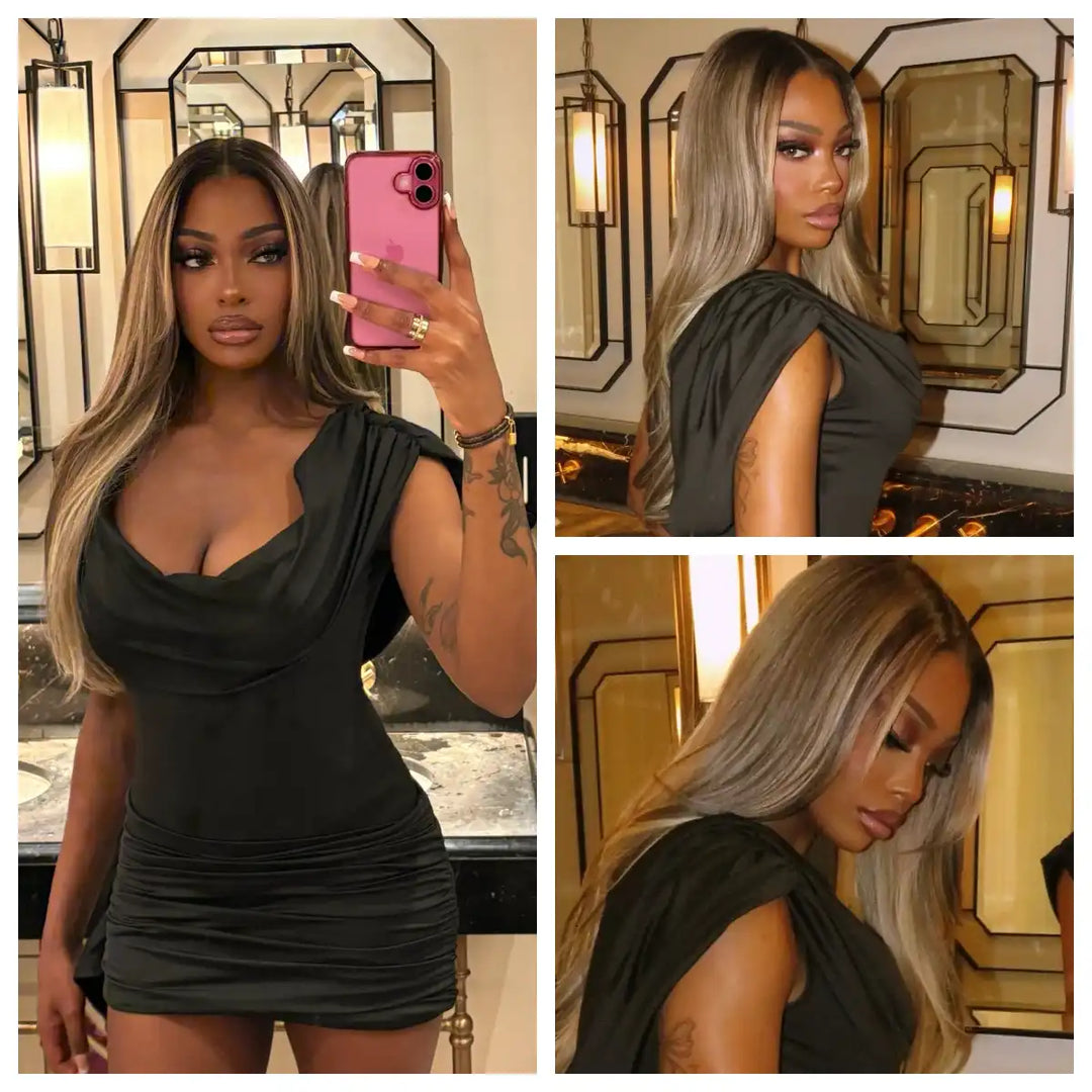 13x6 HD Lace Front Balayage Blonde Highlight Body Wave Human Hair Wig