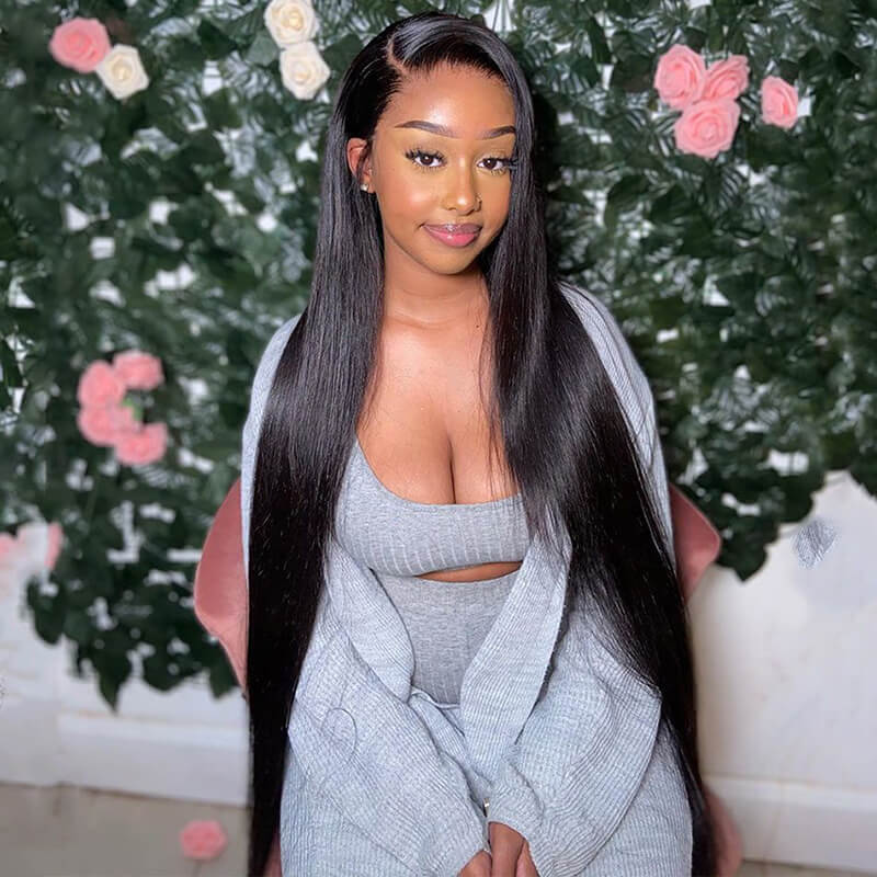 13x6 HD Lace Front Straight Human Hair Wig Natural Look front view
