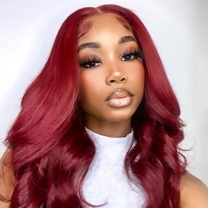 13x6 HD lace front wig, 99J Burgundy, 180% density Body Wave
