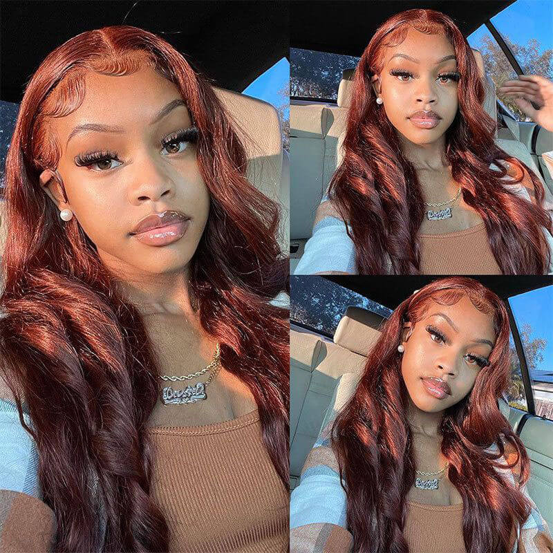 13x6 HD lace front wig, Reddish Brown #33, 180% density Body Wave