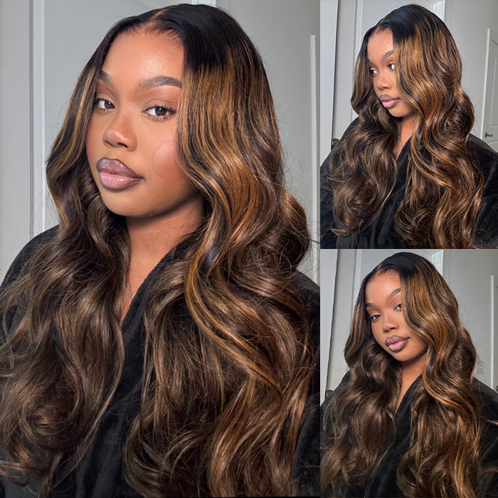 13x6 P1B/30 Balayage Highlight Body Wave HD Lace Front Wigs For Women