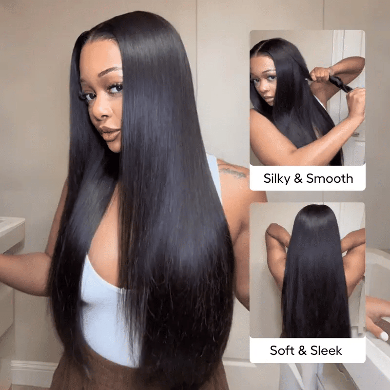 13x6 Transparent Lace Front Wig with Sleek Straight Human Hair