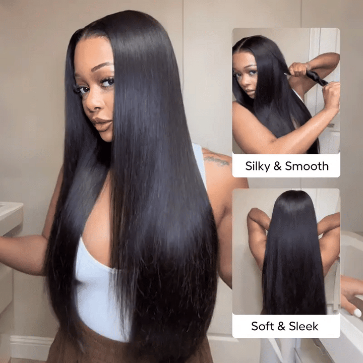 13x6 Transparent Lace Front Wig with Sleek Straight Human Hair